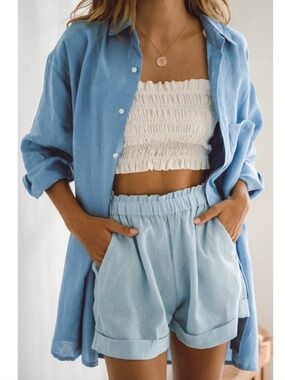 Rove Summer Shirt Dress in Soft Blue Linen